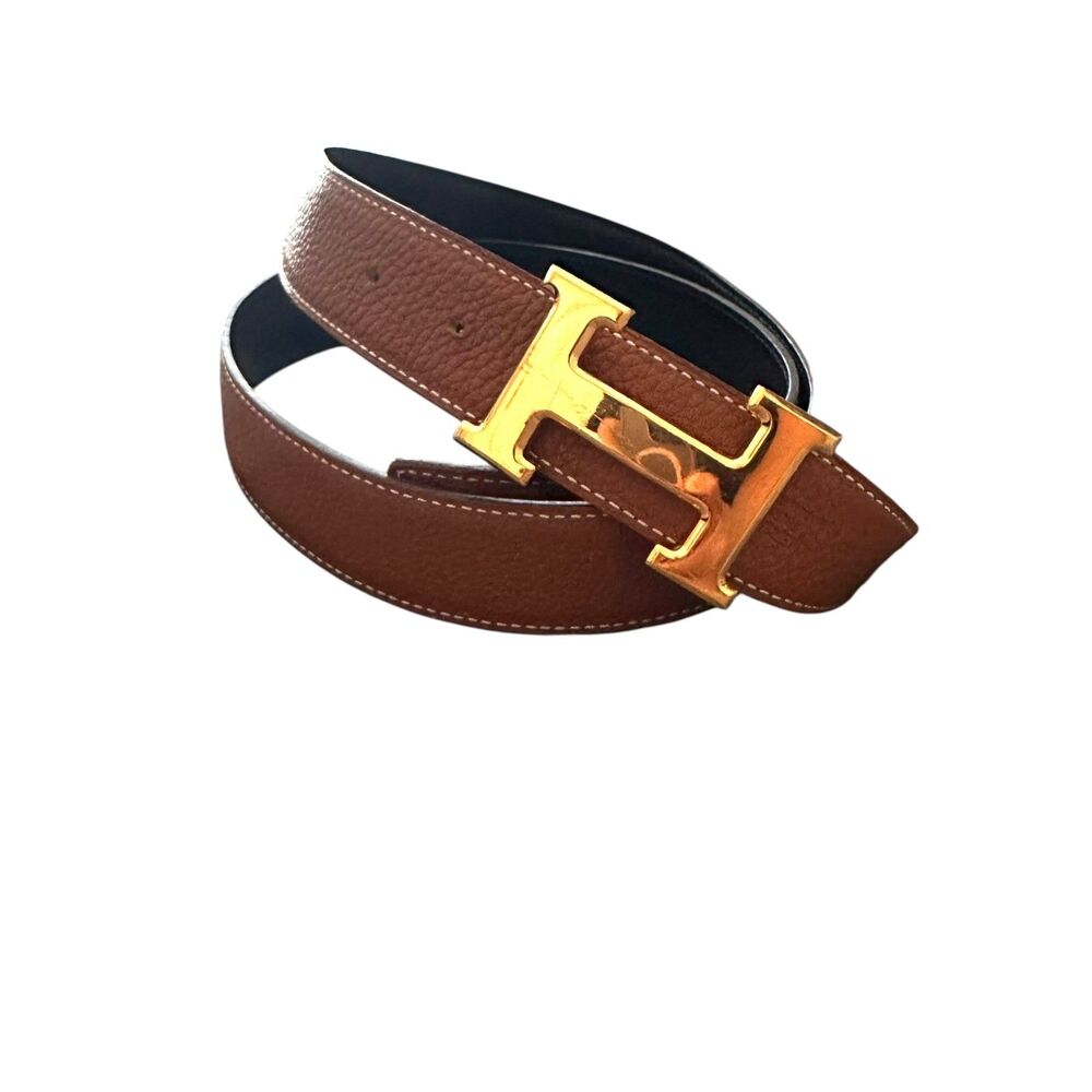 HERMES Reversible Leather 32 mm H Belt Brown Black - Picture 2 of 7
